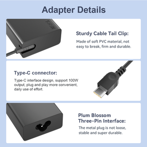 Chargeur USB-C PD 100W pour ordinateur portable, adaptateur secteur Type-C 20V 5A, alimentation de remplacement 20V 5A pour MacBook HP <span class=keywords><strong>Lenovo</strong></span> - Product Image 6