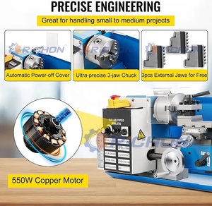 7 "x 14" Mini torno husillo diámetro 32mm Mini Mesa portátil Manual máquina de torno de Metal - Product Image 4