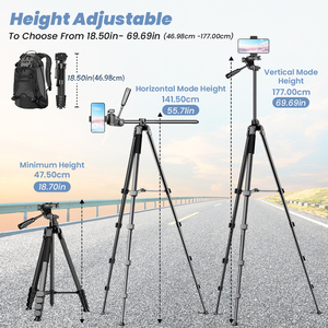 Chân máy ảnh điện thoại di động nhẹ và tiện dụng, chân máy ảnh tự chụp & giá đỡ đèn, tất cả trong một chân máy - Product Image 2
