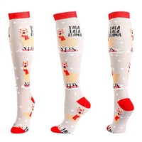 Nouvelles chaussettes de compression sportives pour infirmières, à motif de Noël et d'Halloween, tricotées, avec revers, pour l'hiver et les fêtes, pour les varices