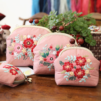 Set Dompet Koin DIY Cina, Dompet Buatan Tangan, Perlengkapan Pembuatan Tas Cross Stitch, Tas Bordir DIY
