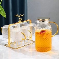 Verre à haute teneur en borosilicate grande capacité théière bouilloire à eau froide pichet à eau résistant à la chaleur pour usage domestique cadeaux en gros
