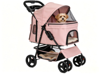 Nouveau chariot pliable en métal 2026 personnalisé pour chats et chiens, sac de voyage extérieur pour animaux de compagnie, panier séparable