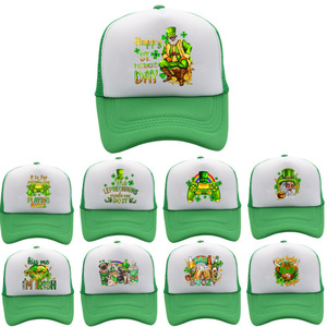 <span class=keywords><strong>Irlanda</strong></span> Día de San Patricio Decorado Carnaval Trébol Poliéster Esponja Gorra de béisbol Poliéster Esponja Malla Impreso Logo Sombrero en blanco - Product Image 2