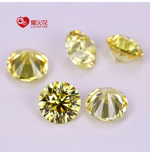 Zircone cubique synthétique de qualité supérieure 5A de couleur jaune, taille européenne ancienne, pierre précieuse en vrac, forme ronde, 5 mm à 12 mm, traitée thermiquement pour bague - Product Image 3