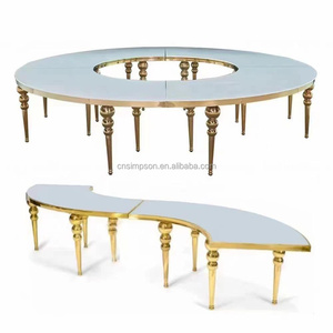 Presa di fabbrica durevole in acciaio inox da sposa <span class=keywords><strong>bianco</strong></span> in <span class=keywords><strong>vetro</strong></span> <span class=keywords><strong>tavolo</strong></span> rotondo di nozze tavoli - Product Image 2