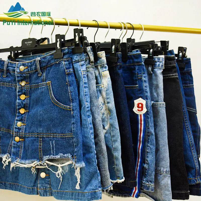 ladies denim mini skirt maxi jeans skirt 100kg bales second hand clothes used summer clothing plus size dress skirts jeans