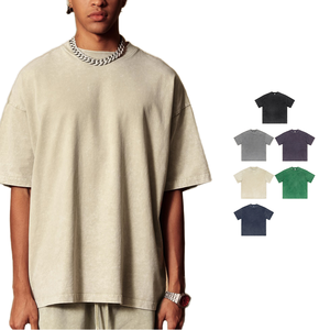 เสื้อยืดคอตตอนโอเวอร์ไซส์ผู้ชาย สีพื้นเรียบง่าย สไตล์ลำลอง คอกลม แขนสั้น ผ้าเจอร์ซีย์ถัก ทรงพอดีตัว - Product Image 1