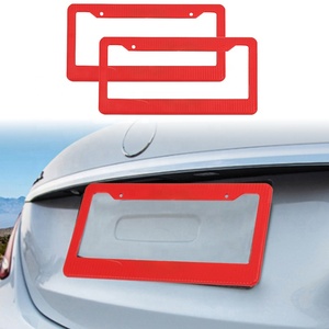 Marco Universal para Matrícula de Acero Inoxidable Rojo Mate con Tapas de Tornillo, Estándar Estadounidense, Accesorios para Portamatrículas de Automóvil - Product Image 1