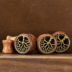 Expansores de Oreja Unisex Retro con Diseño de Árbol de la Vida, Túneles de Madera para Oreja, Tapones para Oreja, Joyería Corporal para Bodas, Regalo Moderno - Product Image 6