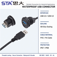 Connecteur étanche USB 2.0/USB 3.0 IP67 Type-A à montage sur panneau, mâle/femelle, pour données industrielles, alimentation haute vitesse, adaptateur de prise