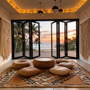 Porte extérieure pliante en aluminium avec verre trempé épaissi, design personnalisé, pour balcon ou terrasse - Product Image 1