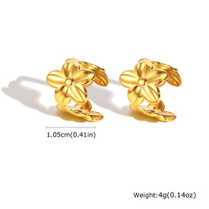 Pendientes de Aro Huggie de Acero Inoxidable con Baño de Oro de 18K, Diseño de Mariposa, Cereza, Abeja, Delfín, Flor y Lazo, para Mujer y Niña, a la Moda, Colección 2026 - Product Image 2