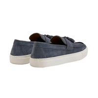 Sneakers en cuir suédé bleu à franges tendance pour hommes