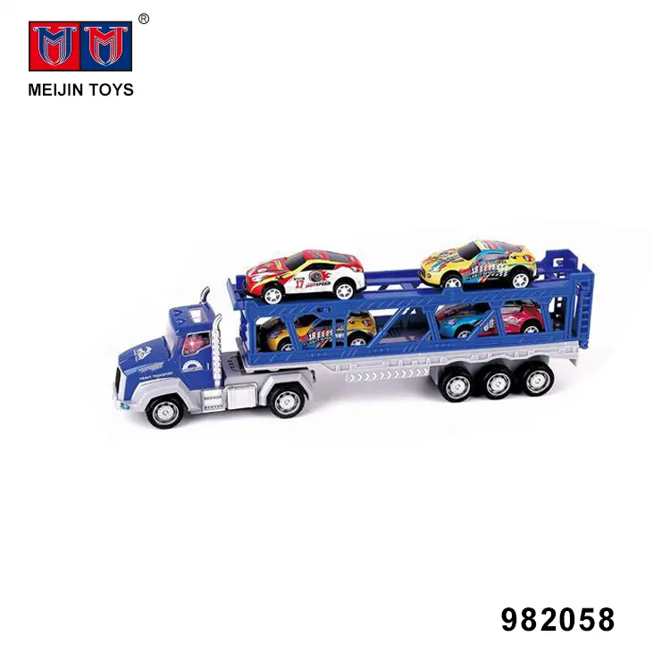 Camión de juguete con luz de sonido, vehículo de transporte de aleación de fricción, tractor, remolque