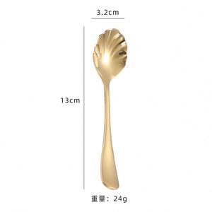 Cuchara de Helado con Forma de Concha de Acero Inoxidable Personalizada, Cuchara Creativa y Colorida para Postre, Café, Azúcar, Cuchara para Mezclar - Product Image 4