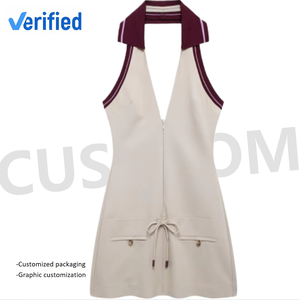Abito estivo senza maniche Casual da donna di alta qualità con scollo a V abiti da donna - Product Image 1