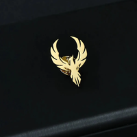Broche d'Épaule Ailes d'Oiseau Dorées en Acier Inoxydable 316L – Élégante Broche Animale pour Hommes et Femmes, Accessoire Vestimentaire