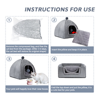 Lit confortable pour chat grotte Textile doux coton mignon maison pour animaux de compagnie lavable amovible chats et petits chiens lit de grotte pour animaux de compagnie chaud