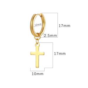 Boucles d'oreilles pendantes en acier inoxydable pour femmes et hommes, couleur or et argent, <span class=keywords><strong>style</strong></span> croix gothique punk rock, Pendientes Mujer <span class=keywords><strong>Moda</strong></span> - Product Image 4