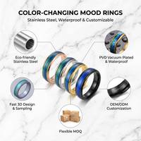 Bague d'humeur imperméable à changement de couleur selon la température, en acier inoxydable plaqué or PVD, inaltérable, pour femmes et hommes, vente en gros