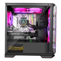 Boîtier pour ordinateur de jeu ATX tours, ordinateur de bureau de jeu avec porte latérale en verre trempé