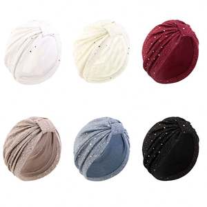 Nouveau Style paillettes accessoires Turban noué torsion foulard Polyester soins des cheveux femmes luxe bandeau - Product Image 2