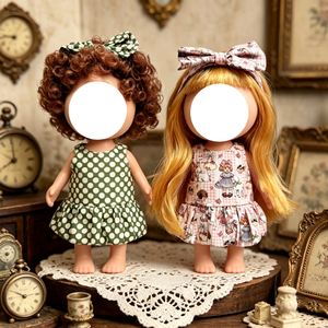 [Uniquement en tissu] Ensemble de robes mignonnes pour poupées en peluche de 24 cm, ensemble de jupes et accessoires pour cheveux avec nœud, 2 pièces - Product Image 5