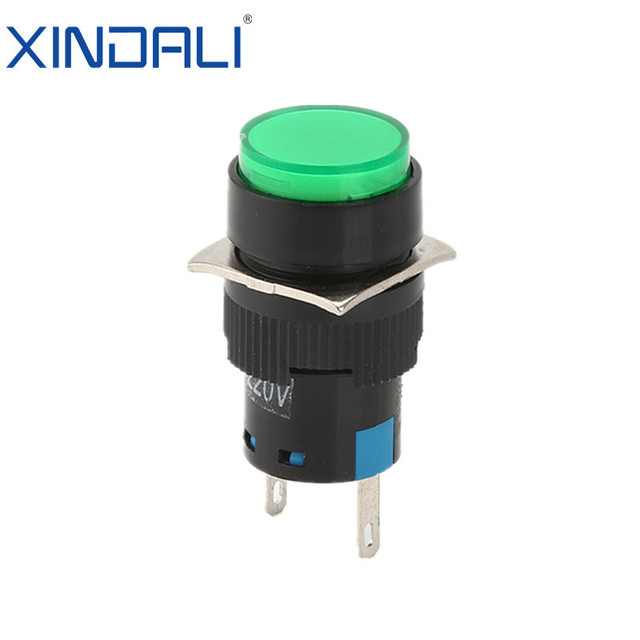 XDL16-11A LA16 Series Push Button Switch With Light Indicator Latching Momentary Switch 12V 24V 220V
