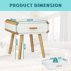 Wooden bedside table with <b>drawer</b> <b>slides</b>, Scandinavian minimalist style, solid wood legs, economical bedside cabinet, bedroom - Product Image 3