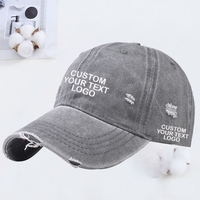 Gorras de Béisbol Personalizadas para Hombre y Mujer, de Algodón Lavado, Estilo Desgastado, sin Estructura, con Orificios, con Logotipo Bordado