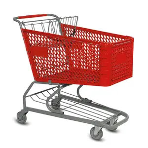 160L plastic basket grocery shopping cart unfolding metal supermarket