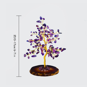 Ornement <span class=keywords><strong>Arbre</strong></span> de Vie en Cristal Naturel en Gros, Base en Tranche d'<span class=keywords><strong>Agate</strong></span>, <span class=keywords><strong>Arbre</strong></span> à Argent Feng Shui pour la Guérison, Décoration Maison/Bureau, Cadeau, Fourniture en Gros - Product Image 6