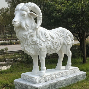 Trang trại động vật nghệ thuật trang trí sân vườn hiện đại đá cẩm thạch bức tượng khắc cừu tùy chỉnh kích thước freestanding - Product Image 6