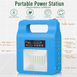 Kit de générateur solaire portable, système d'alimentation d'urgence pour le camping en plein air avec éclairage, radio FM MP3, contrôleur MPPT - Product Image 2