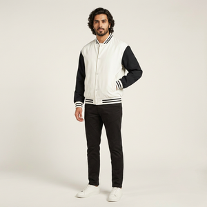 Custom <b>Baseball</b> Flight Bomber <b>Jacket</b> 100% Cotton Waterproof Winter <b>Men's</b> Stand Collar Front Logo - Product Image 1