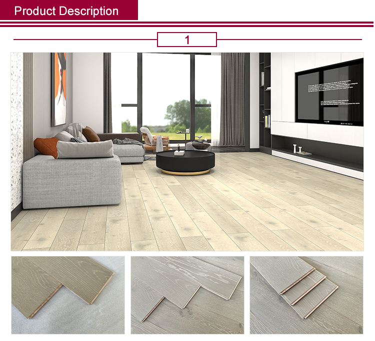 Multilayer Oak Floor Hardwood Gray Commercial Home Decor Wood Flooring