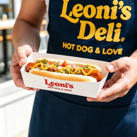 Caja de cartón personalizada con forma de barco para hot dogs, gofres y hamburguesas, con tapas, para comida rápida