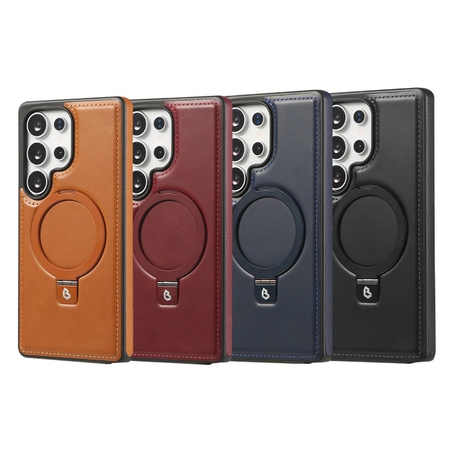 2026 New PU Leather Invisible Stand Phone case for iPhone 13 14 15 Pro Max 17 Pro Max Mobile Phone Cases for samsung S26 ultra