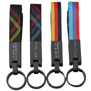 Boucle Porte-clés Tricolore Nylon Tressé <span class=keywords><strong>Sangle</strong></span> Métal Clé De Voiture Accessoire Avec Drapeau Couleurs Pour Allemand Pour Italien Pour BMW - Product Image 1