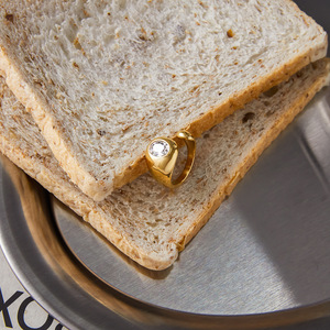 Teardrop Shape <b>Crystal</b> <b>Ring</b> Bezel Setting Gold Tone Unisex Everyday Wear - Product Image 4