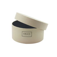 Emballage de luxe avec logo personnalisé Boîte cadeau à chapeau rond en carton rigide avec cylindre en papier beige