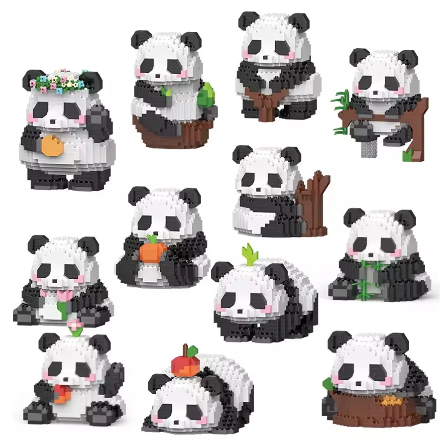 Vente en gros de jouets d'animaux panda de style chinois mini blocs de construction jouets éducatifs mini modèles pour cadeaux d'enfants