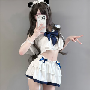 Conjunto de lencería sexy estilo anime con lazo, uniforme de colegiala japonesa, atuendo de ataque rápido, lencería erótica. - Product Image 1