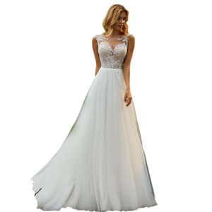 A-Line Tulle Wedding Dress Sweetheart Neckline Natural Waist White Ivory Simple Bridal Gown One-Piece - Product Image 3