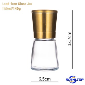 <span class=keywords><strong>Moulin</strong></span> à sel et à <span class=keywords><strong>poivre</strong></span> de luxe en acier inoxydable plaqué or, 160 ml, en verre, manuel, pour cuisine, restaurant, camping, barbecue - Product Image 4