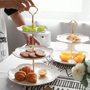 Bandeja Redonda de Cerámica para Servir Postres, Aperitivos, Té, Cupcakes, para Fiestas, Bodas, de 3 Niveles, 6, 8 y 10 Pulgadas - Product Image 1