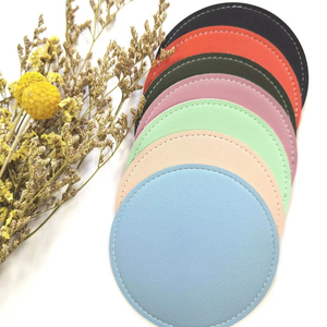 Custom Blank PU Leather Classic Style Round Coaster Sublimation PU Leather Coaster Promotion Gift