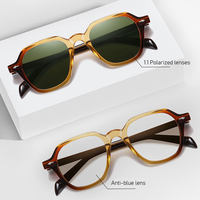 Kenbo 2024 Nouveauté Lunettes de soleil unisexes style vintage, lunettes de soleil polarisantes polygonales, monture en acétate, lunettes anti-lumière bleue.