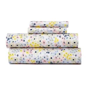 Custom Printing Comforter Queen Set Bed Sheet Best Quality 100% Polyester Fabric Bedsheet 4pc Bedding Set